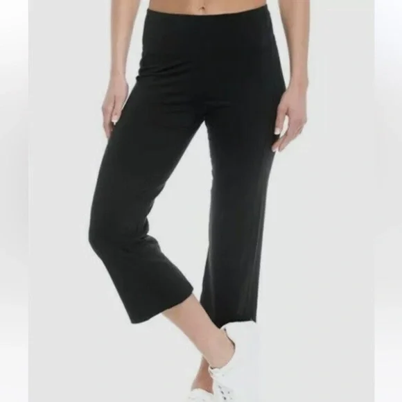 GAIAM Om Fit High Rise Straight Yoga Kick Capri Pants Size Small Black NEW - Picture 2 of 13